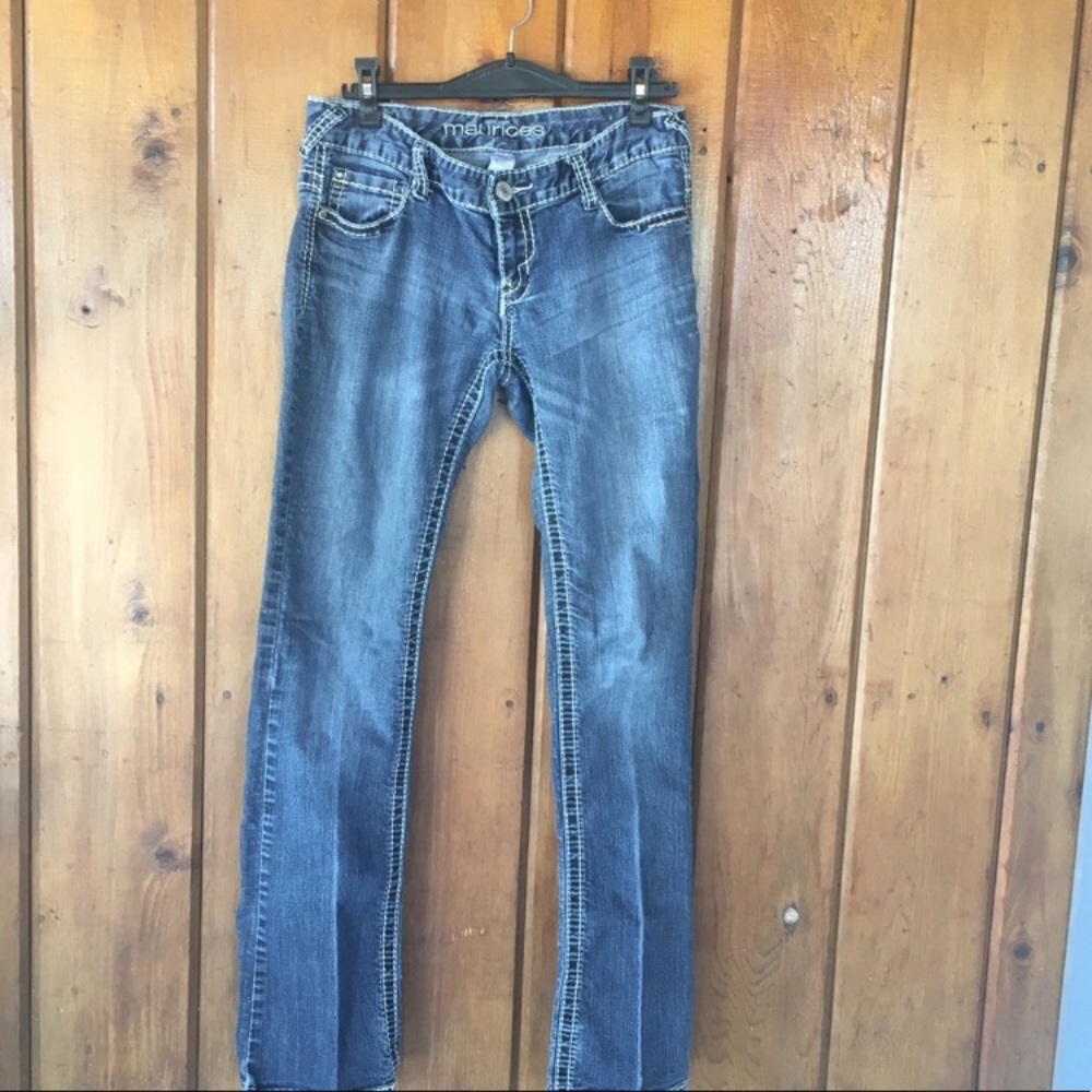 Maurices denim jeans frayed hem skinny fit blue